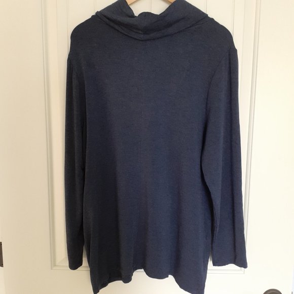 Chico's CoziSoft Cowl-Neck Side-Button Tunic Blue Size 3/Size XL/Size 16 - Picture 5 of 11